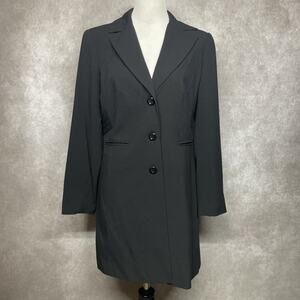 Signature Larry Levine Women Sz 10 Long 3 Button Blazer Notch Jacket Lined Black